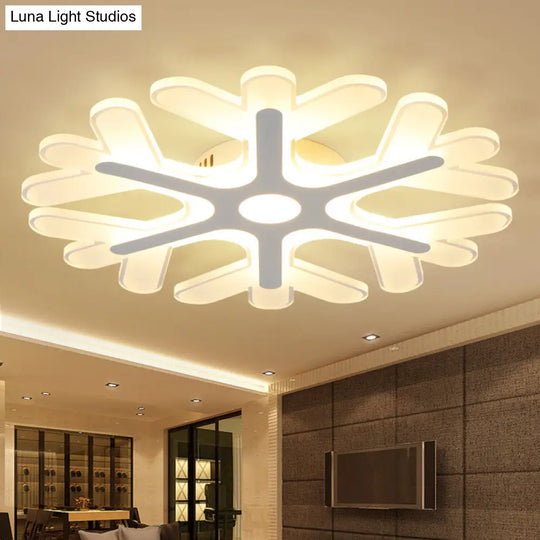 Modern White Coral Flush Ceiling Light With Led Acrylic Lamp In 3 Color Options