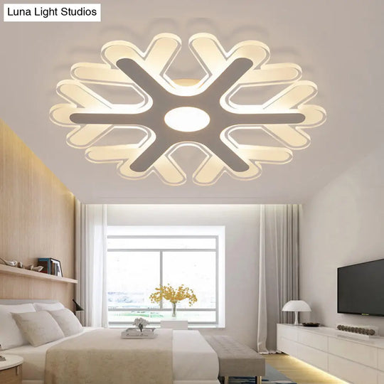 Modern White Coral Flush Ceiling Light With Led Acrylic Lamp In 3 Color Options / 16