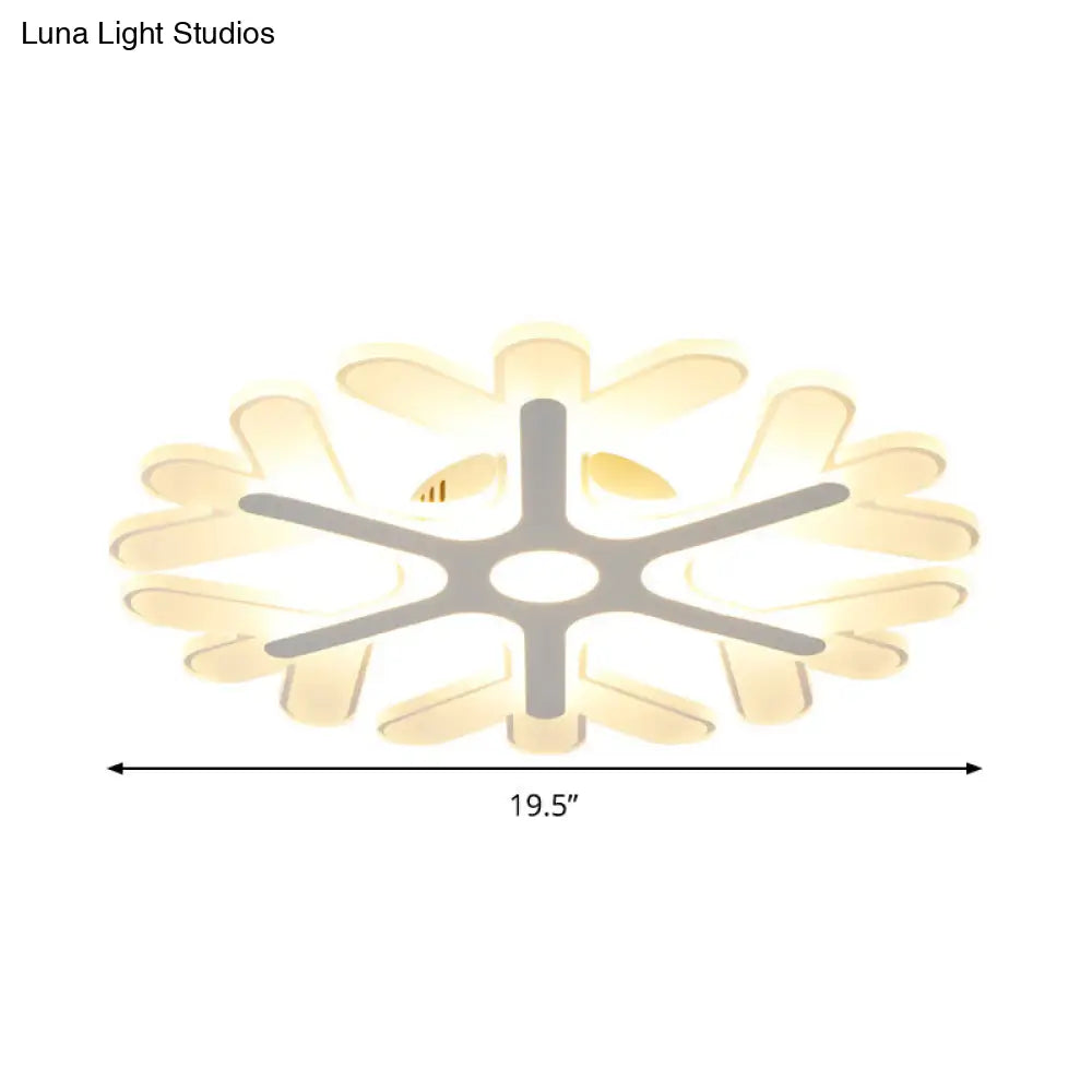 Modern White Coral Flush Ceiling Light With Led Acrylic Lamp In 3 Color Options