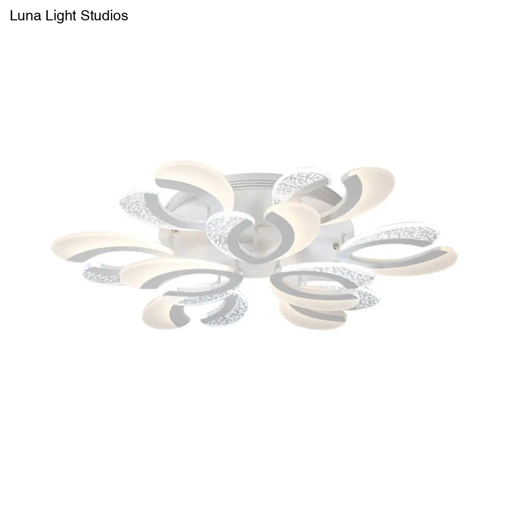 Modern White Coral Led Ceiling Lamp With Acrylic Shade - Stylish Semi Flush Light (4/6/12 Lights