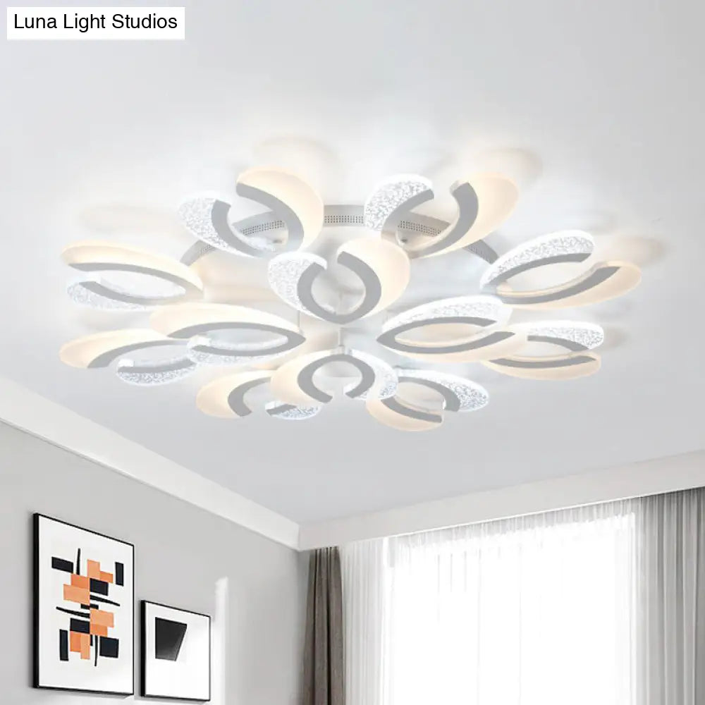 Modern White Coral Led Ceiling Lamp With Acrylic Shade - Stylish Semi Flush Light (4/6/12 Lights