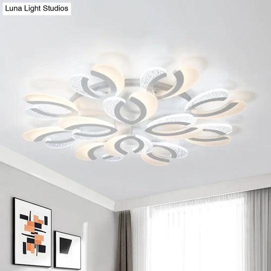 Modern White Coral Led Ceiling Lamp With Acrylic Shade - Stylish Semi Flush Light (4/6/12 Lights