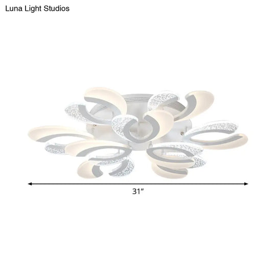 Modern White Coral Led Ceiling Lamp With Acrylic Shade - Stylish Semi Flush Light (4/6/12 Lights