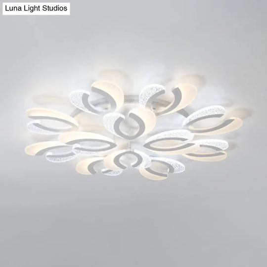 Modern White Coral Led Ceiling Lamp With Acrylic Shade - Stylish Semi Flush Light (4/6/12 Lights