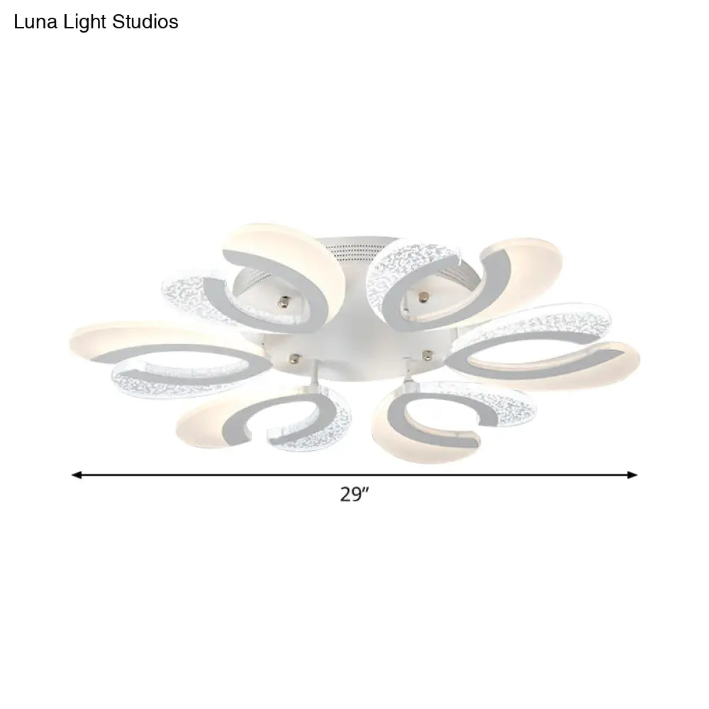 Modern White Coral Led Ceiling Lamp With Acrylic Shade - Stylish Semi Flush Light (4/6/12 Lights