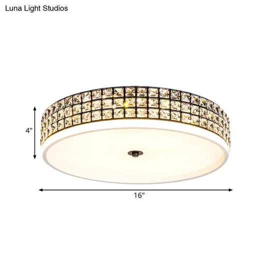 Modern White Crystal Led Round Flushmount Ceiling Light - 16/19.5 Wide