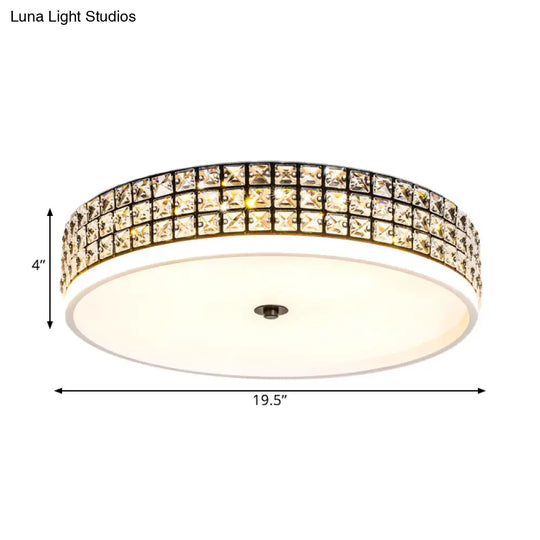 Modern White Crystal Led Round Flushmount Ceiling Light - 16’/19.5’ Wide