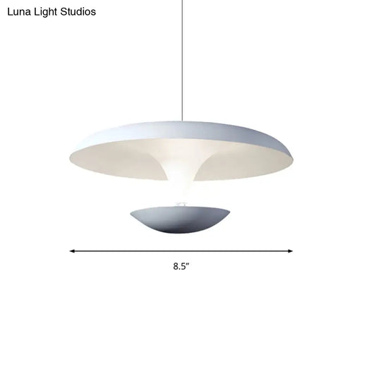 Modern White Disc Pendant Light Fixture - Creative Metal Hanging Lamp 8.5’/19.5’ Wide