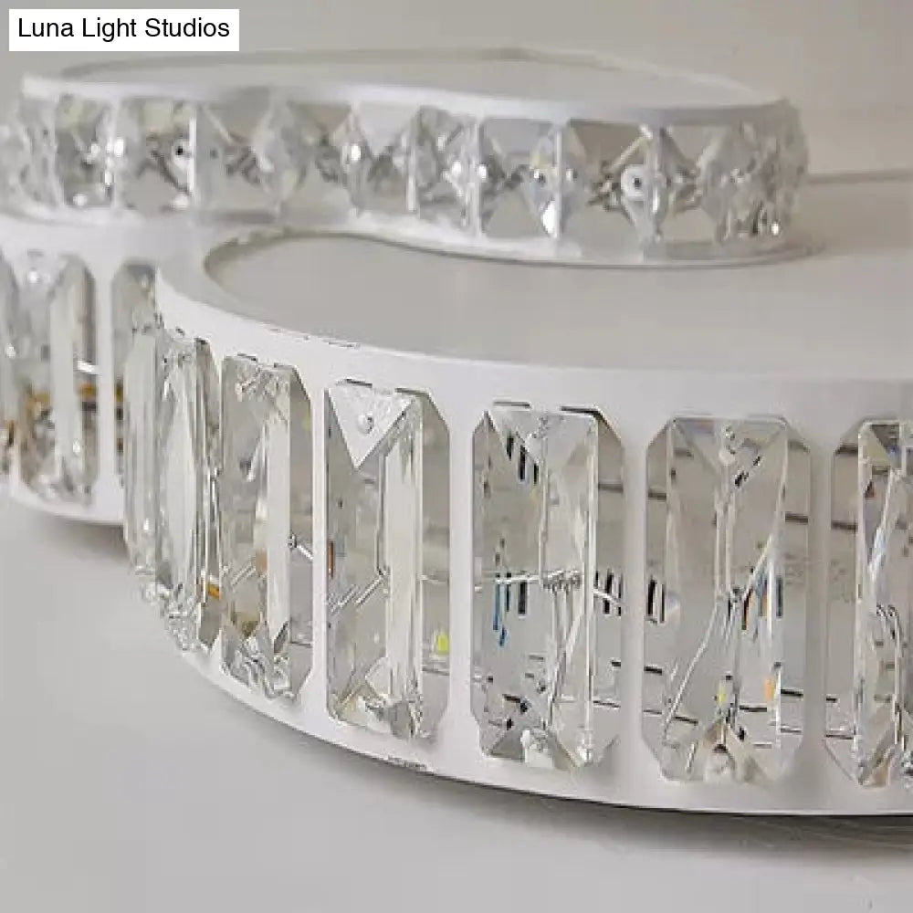 Modern White Double Heart Led Flushmount Light With Clear Crystal Deco – Stylish Acrylic Ceiling