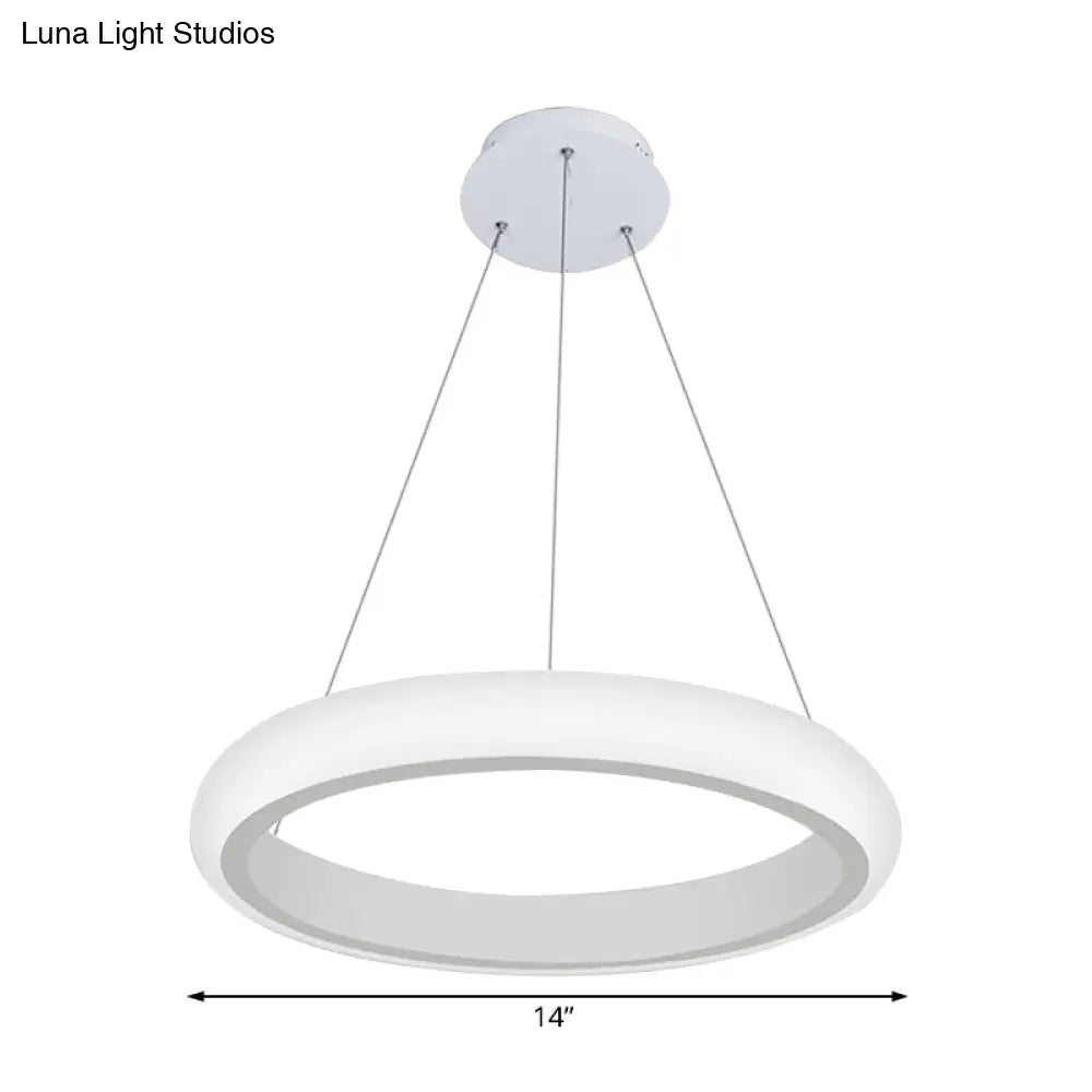 Modern White Doughnut Chandelier Lamp - 1/2/3 Lights Acrylic Led Ceiling Pendant Fixture In