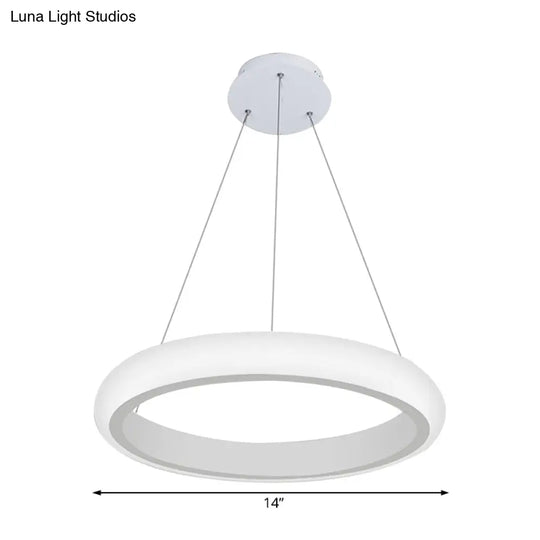 Modern White Doughnut Chandelier Lamp - 1/2/3 Lights Acrylic Led Ceiling Pendant Fixture In