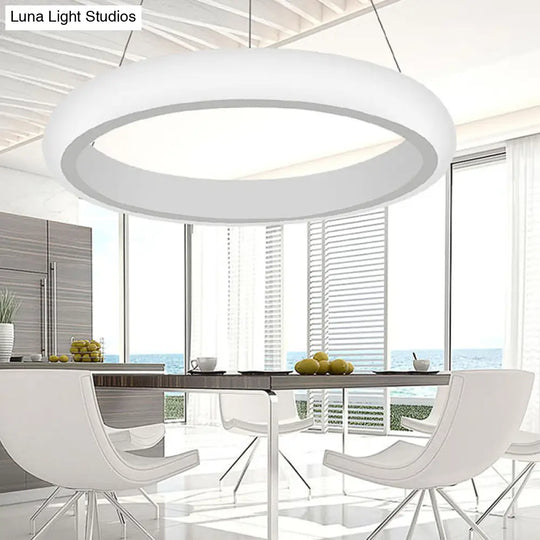 Modern White Doughnut Chandelier Lamp - 1/2/3 Lights Acrylic Led Ceiling Pendant Fixture In