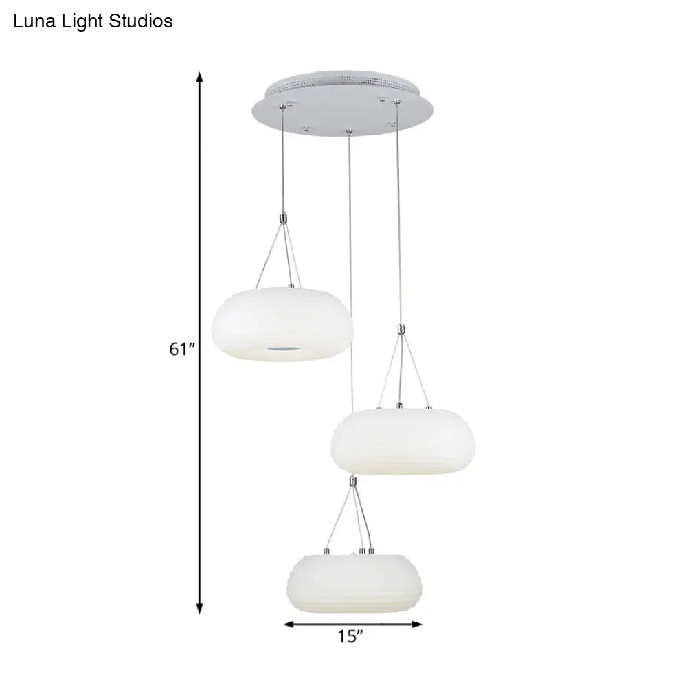 Modern White Doughnut Pendant Lamp - Led Metal Hanging Ceiling Light For Dining Room