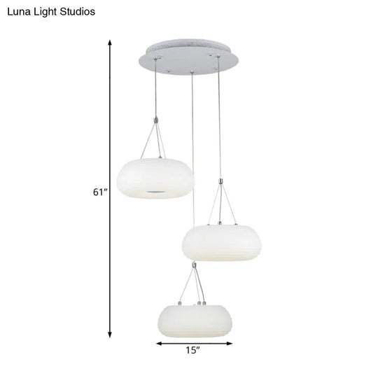 Modern White Doughnut Pendant Lamp: Led Metal Ceiling Light For Dining Room