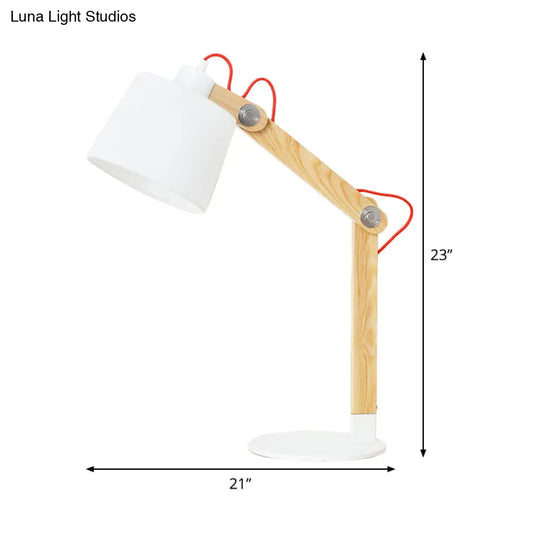 Modern White Drum Reading Light - 1 Head Nightstand Lamp With Rotating Node