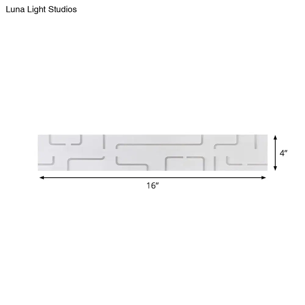 Modern White Etched Rectangle Led Acrylic Wall Light Fixture In Warm/White