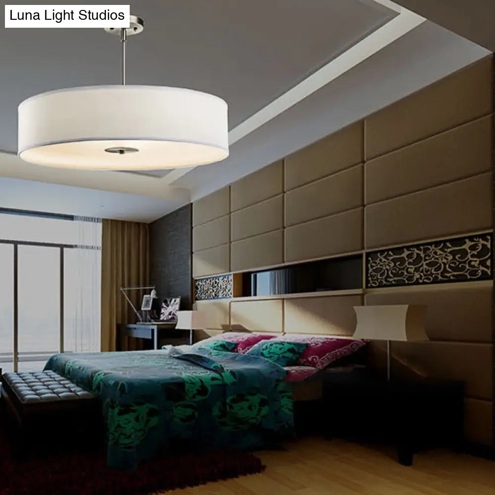 Modern White Led Drum Pendant Light Fixture - 16/19.5/23.5 Dia / 16