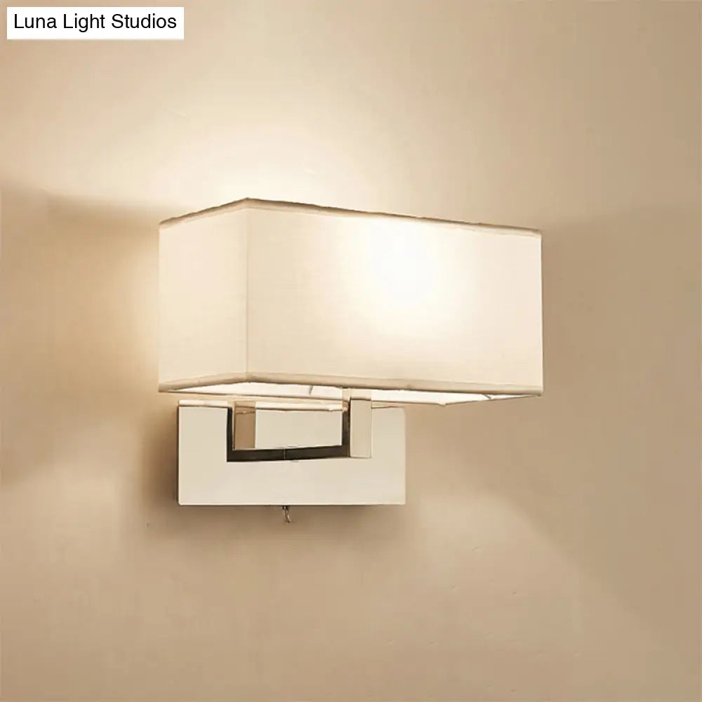 Modern White Fabric Led Wall Sconce For Bedroom Lighting