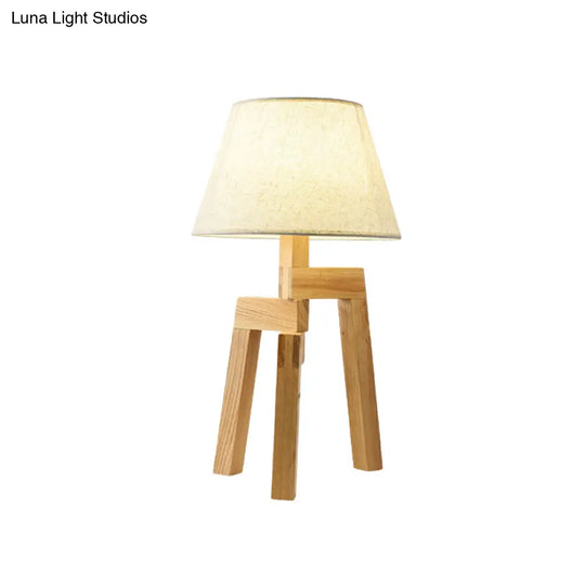 Modern White Fabric Nightstand Lamp With Wide Flare - Perfect Reading Light For Living Room