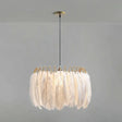 Modern White Feather Pendant Light For Living Room - Round Shape Hanging Ceiling / Small B