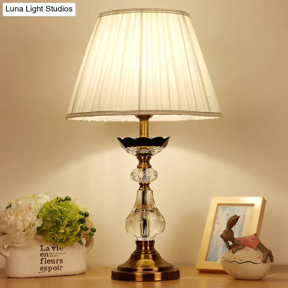 Modern White Flare Reading Book Light - Task Lighting With Fabric Shade Single Bulb