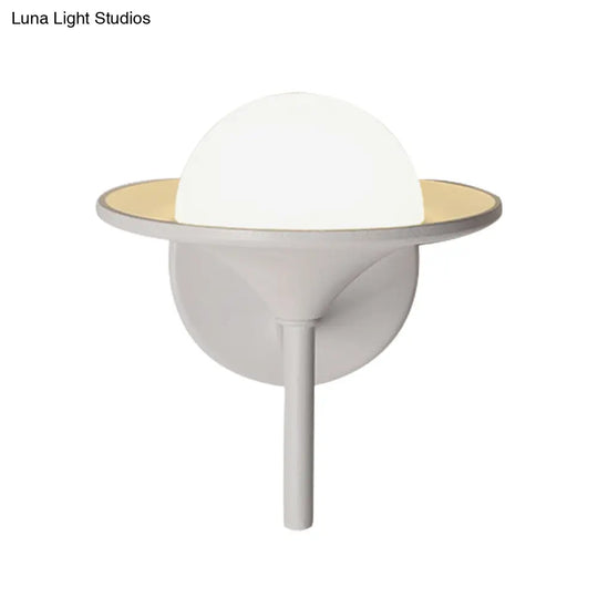 Modern White Flared Sconce Light Fixture With Led Metallic Wall Mount Lamp