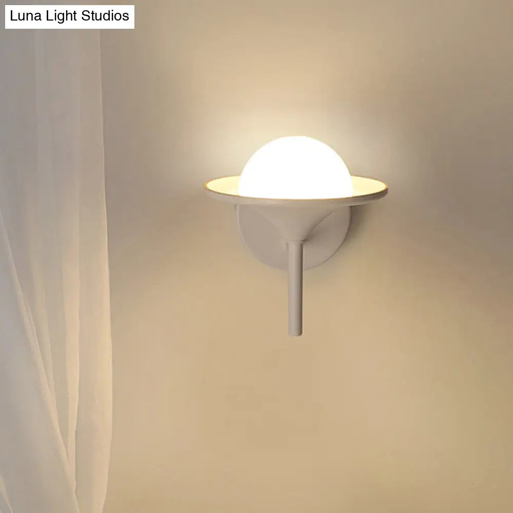 Modern White Flared Sconce Light Fixture With Led Metallic Wall Mount Lamp