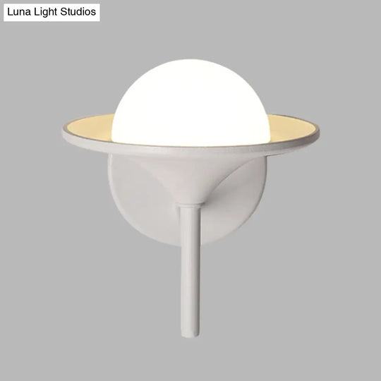 Modern White Flared Sconce Light Fixture With Led Metallic Wall Mount Lamp