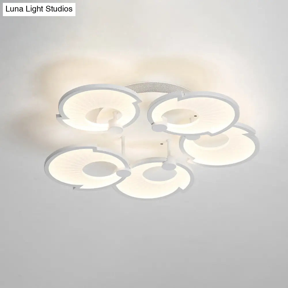 Modern White Floral Led Acrylic Semi Flushmount Ceiling Light In White/Warm Tone / Warm