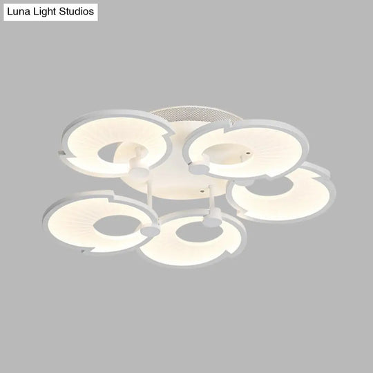 Modern White Floral Led Acrylic Semi Flushmount Ceiling Light In White/Warm Tone