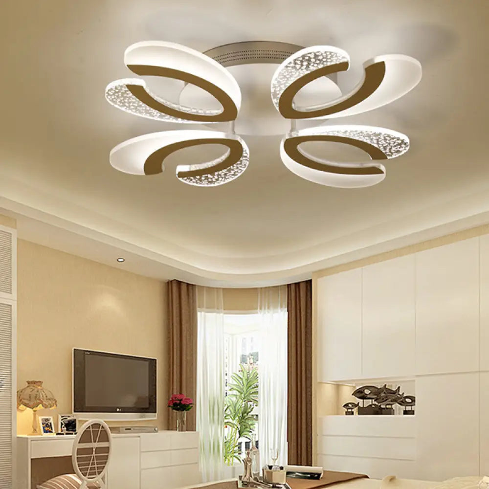 Modern White Floral Led Ceiling Light - Stylish Acrylic Flush Mount For Living Room 4 /