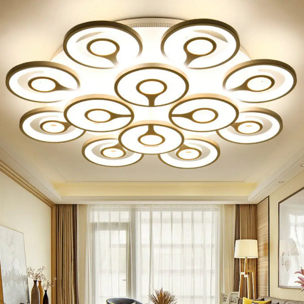 Modern White Floral Led Ceiling Light With Acrylic Fixture - Semi - Flush Mount For Living Room 12