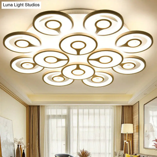 Modern White Floral Led Ceiling Light With Acrylic Fixture - Semi-Flush Mount For Living Room 12 /