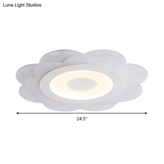 Modern White Floral Led Flush Ceiling Light - 16.5/20.5/24.5 W Acrylic Shade Warm/Cool Lighting