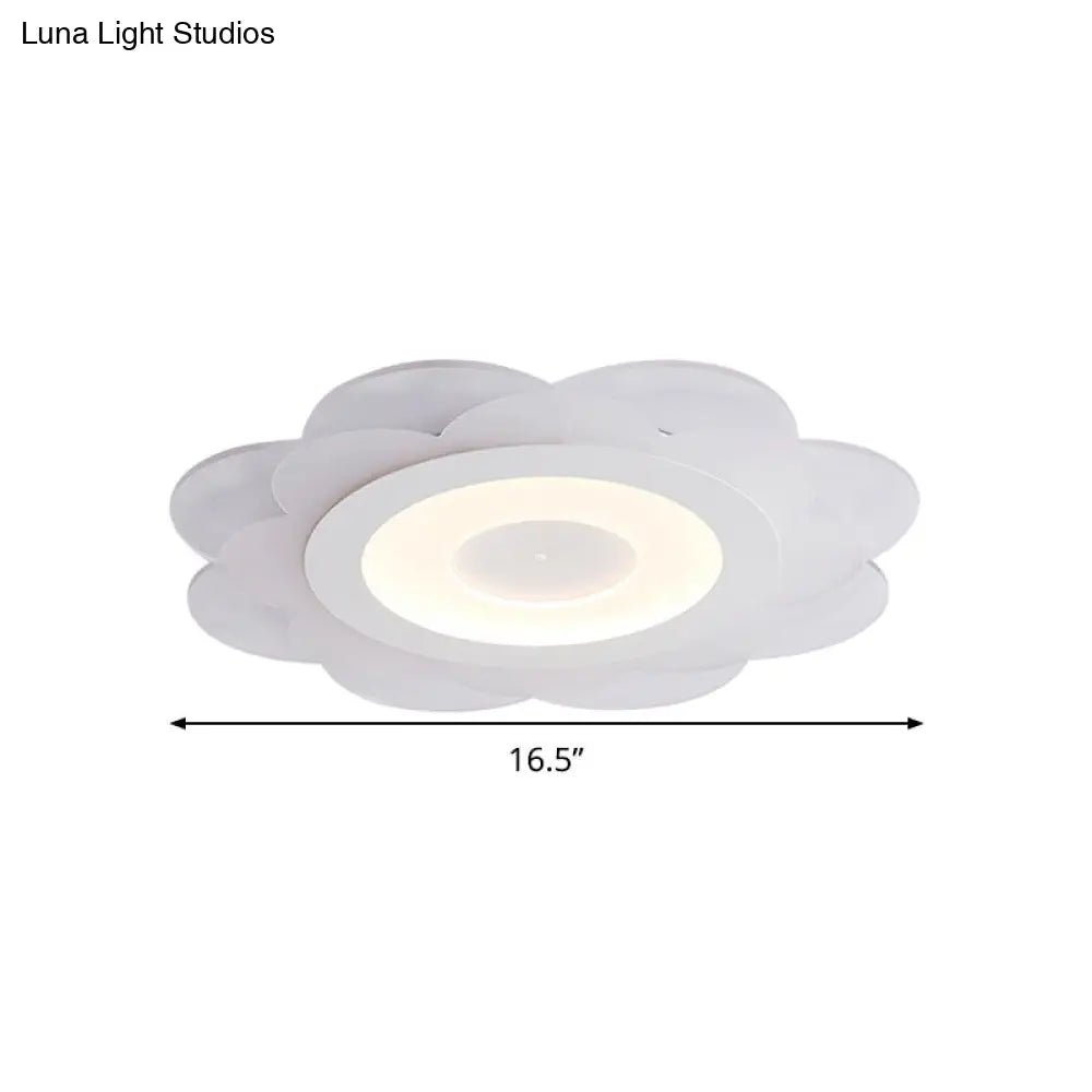 Modern White Floral Led Flush Ceiling Light - 16.5’/20.5’/24.5’ W Acrylic Shade Warm/Cool