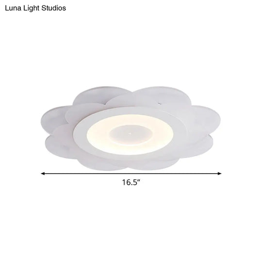Modern White Floral Led Flush Ceiling Light - 16.5’/20.5’/24.5’ W Acrylic Shade Warm/Cool