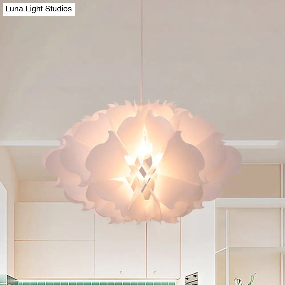 Modern White Floral Suspension Light - Acrylic Pendant For Table Overhead Lighting