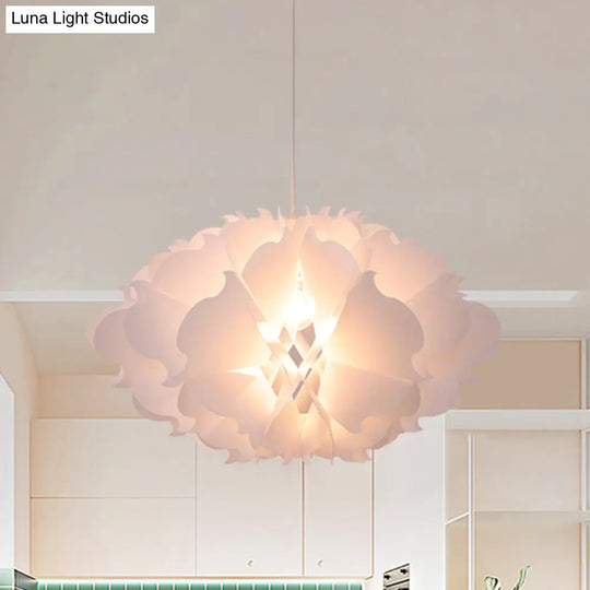 Modern White Floral Suspension Light - Acrylic Pendant For Table Overhead Lighting