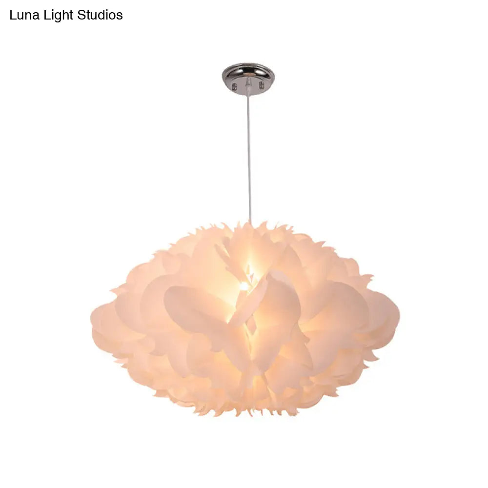 Modern White Floral Suspension Light - Acrylic Pendant For Table Overhead Lighting