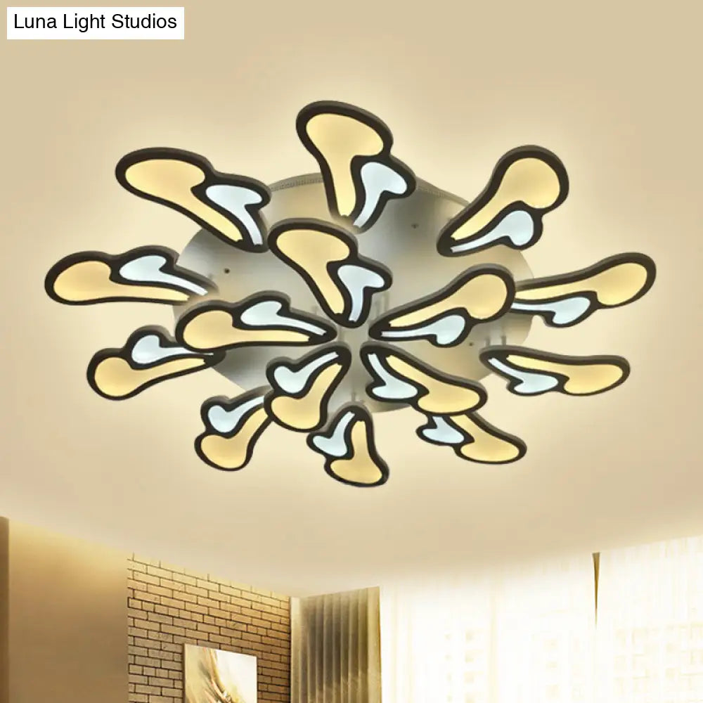 Modern White Flower Ceiling Light With Led Acrylic Semi Flush Mount In Warm/White/Natural