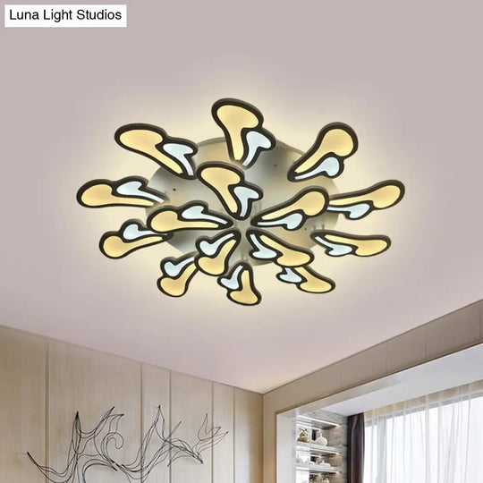 Modern White Flower Ceiling Light With Led Acrylic Semi Flush Mount In Warm/White/Natural /