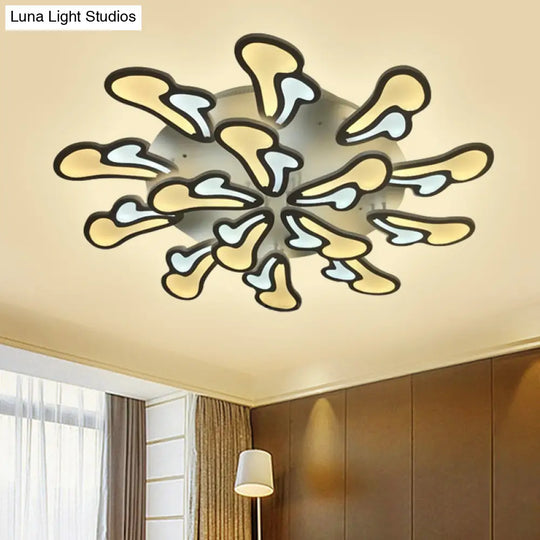 Modern White Flower Ceiling Light With Led Acrylic Semi Flush Mount In Warm/White/Natural