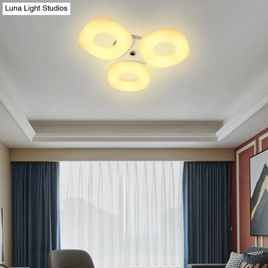 Modern White Flush Ceiling Light Set - 3/4 Head Led Fixture For Living Room & Bedroom 3 /