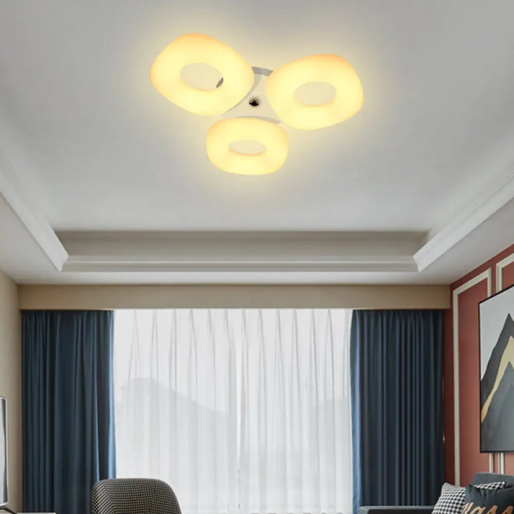 Modern White Flush Ceiling Light Set - 3/4 Head Led Fixture For Living Room & Bedroom 3 /
