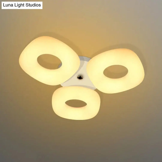 Modern White Flush Ceiling Light Set - 3/4 Head Led Fixture For Living Room & Bedroom