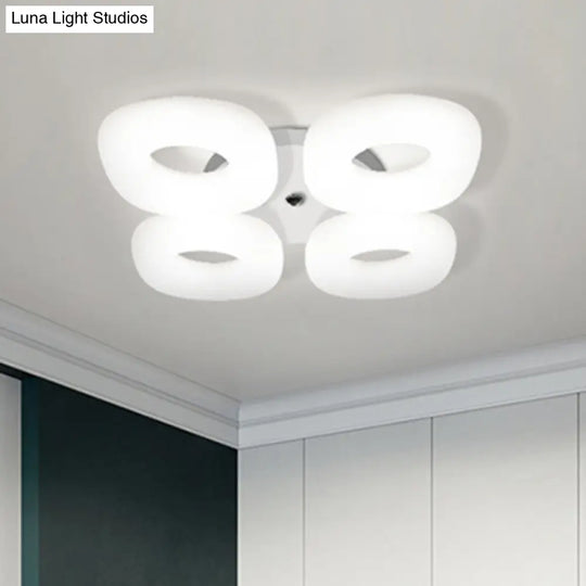 Modern White Flush Ceiling Light Set - 3/4 Head Led Fixture For Living Room & Bedroom