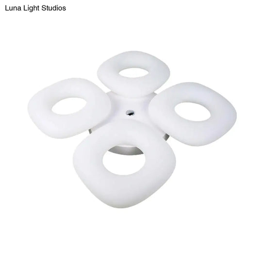 Modern White Flush Ceiling Light Set - 3/4 Head Led Fixture For Living Room & Bedroom