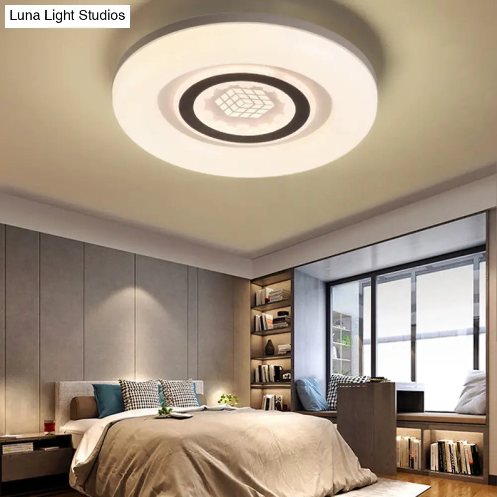 Modern White Flush Ceiling Light With Led And Acrylic For Corridor Bedroom / A