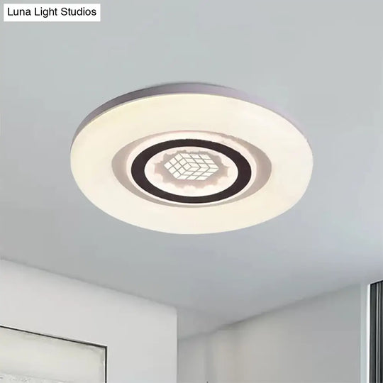 Modern White Flush Ceiling Light With Led And Acrylic For Corridor Bedroom