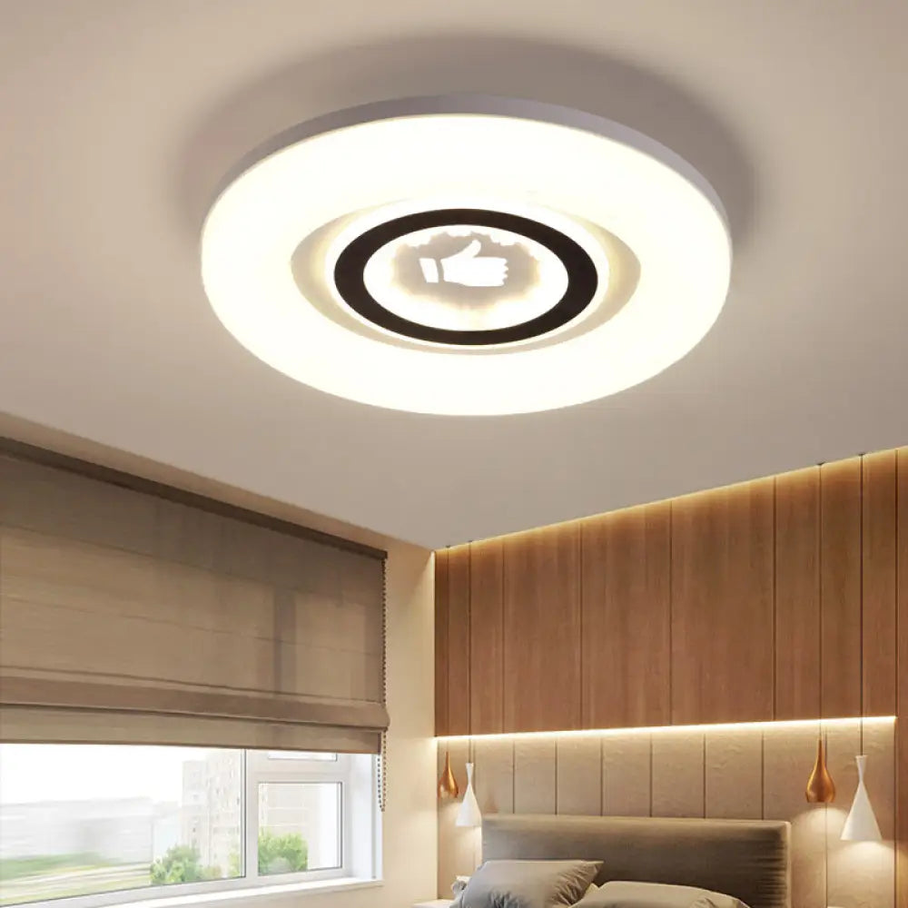 Modern White Flush Ceiling Light With Led And Acrylic For Corridor Bedroom / C
